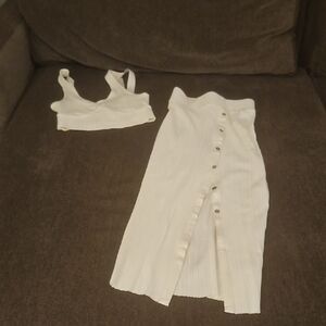 The Range White Two-Piece Ribbed Set